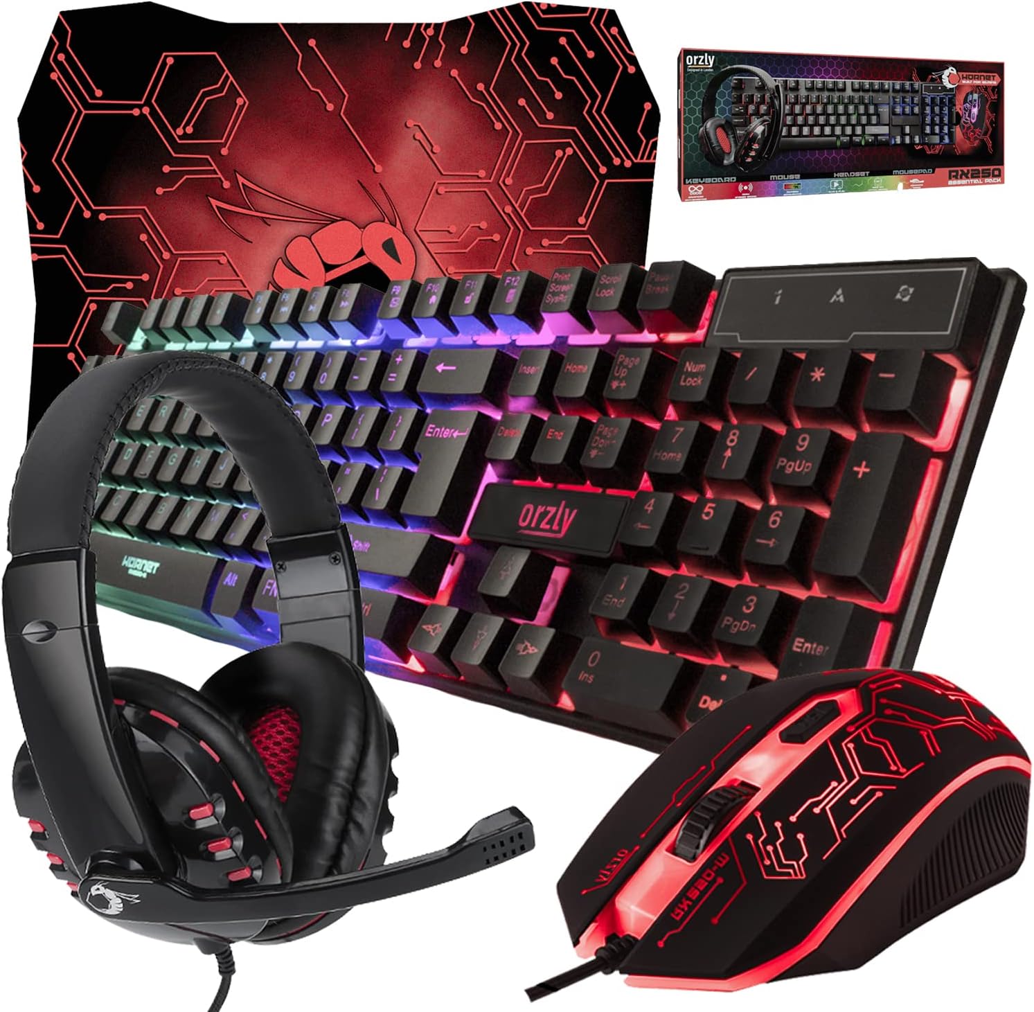 Hornet RX-250 4 in 1 Edition Kit: Complete RGB Gaming Bundle สําหรับ PC, Xbox และ PS4